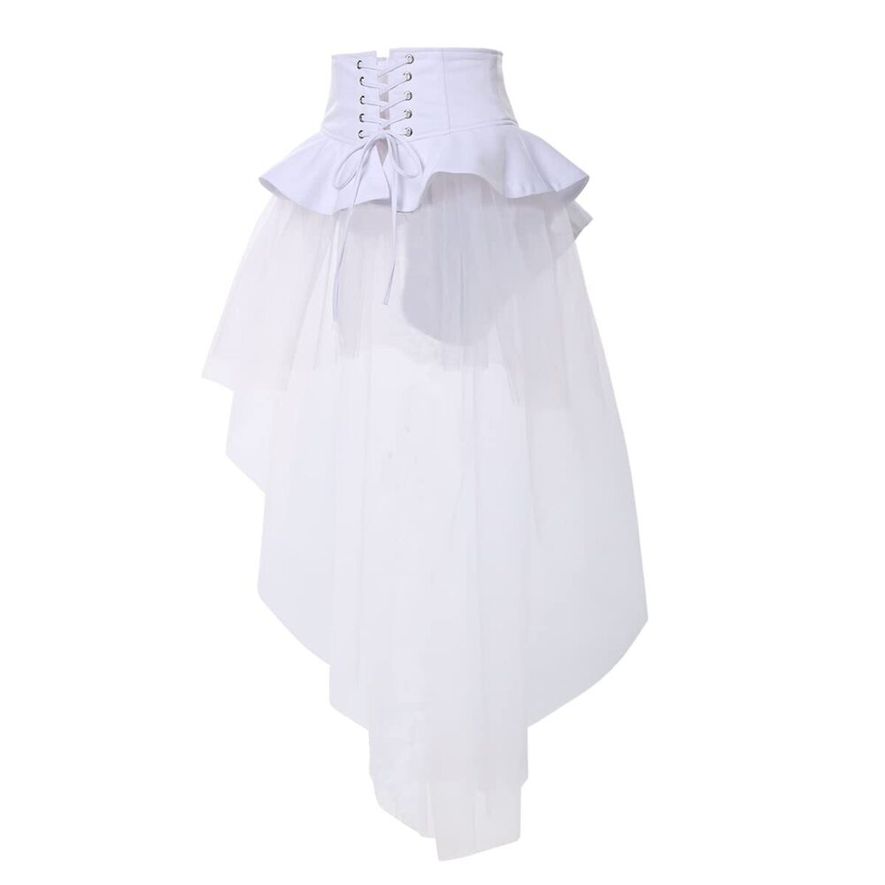 7330 Steampunk Tulle Skirts Waist Belt Ruffles Pirate Corset Costumes
